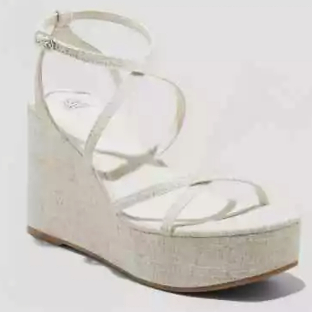 wild fable Cream Strappy Platform Wedge Sandals